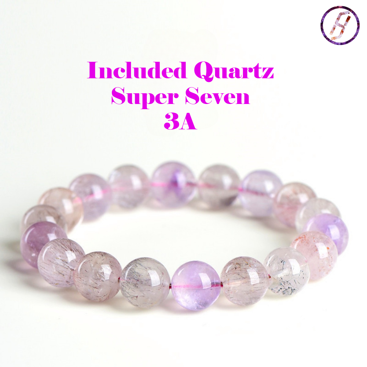 3A Natural Included Quartz Super Seven Round Beads Bracelet Purple Titanium Crystal Aurora Loose Beads Bracelet Factory Direct Sales