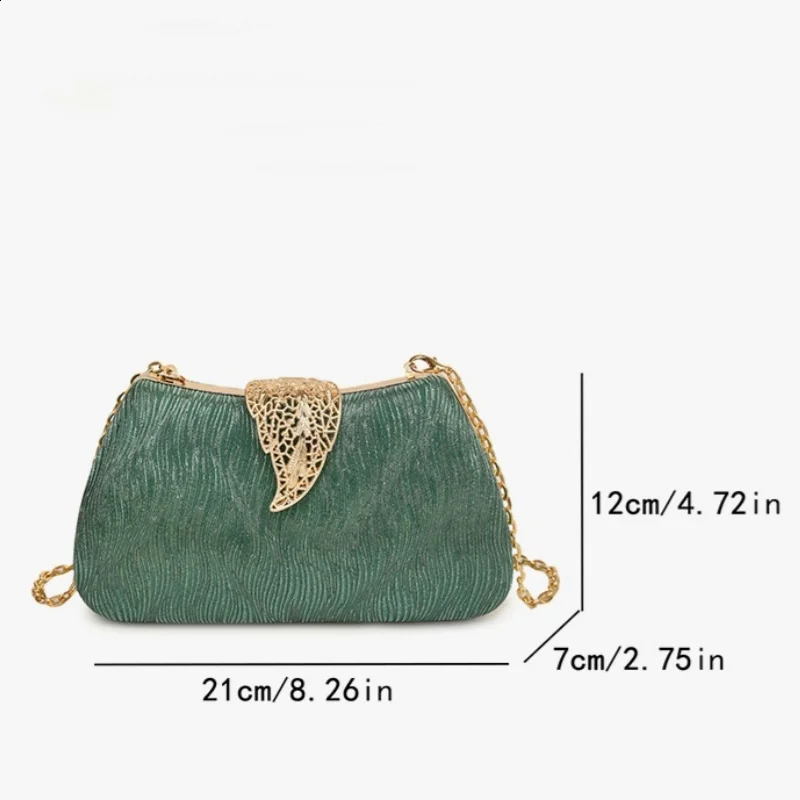 Fashion Vintage Textured Clip-on Clutch Dinner Bag For Events Chain Crossbody Shoulder Bag 250122
