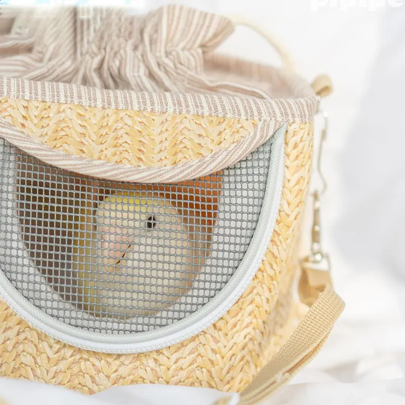 Parrot Cage Go Out with Straw Woven Peony Bird Small Pet Backpack Portable Breathable Outer Cage Bird Supplies Bird Cages 250214