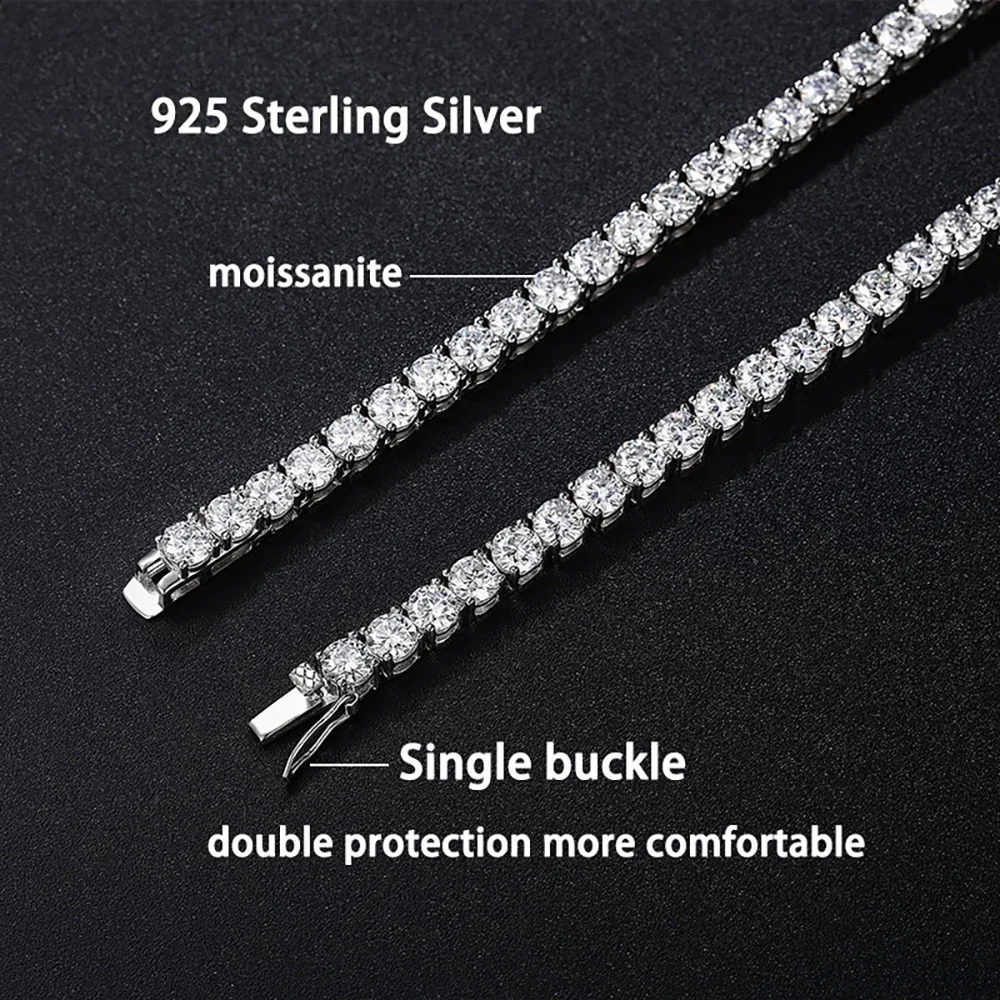 2.5-6.5mm Real Tennis Necklace For Women Men D Color Lab Diamond S925 Silver Neck Chain Jewelry With GRA Certificate 250120