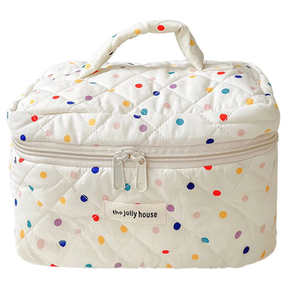 Colorful Polka Dots Cosmetic Zipper Pouch Large Capacity Toiletry Bag Makeup Organizer Storage Bag for Women and Girls250114