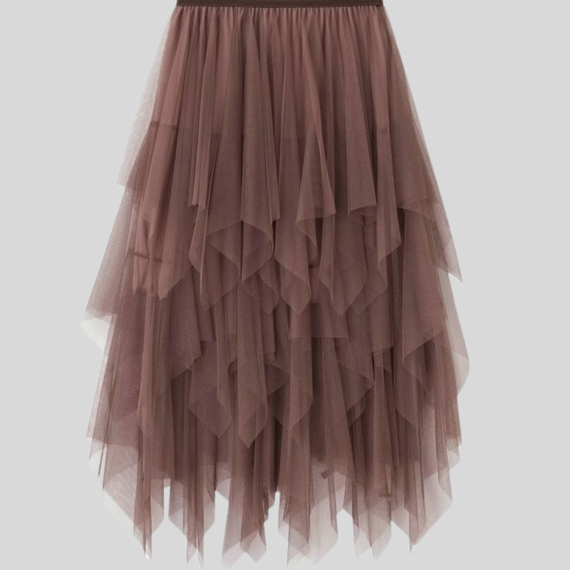 New arrival versatile gradual change color irregular mesh skirt summer fluffy medium and long