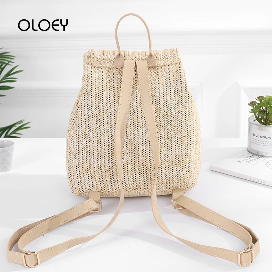 Fashion Straw Woven Backpack Women Shoulder Bags Summer Teenage Girl Quality Bagpacks Female Travel Bag Books Rucksack Mochila 250120