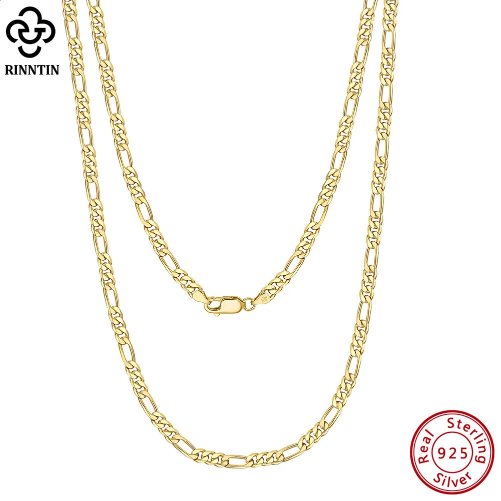 Rinntin 925 Sterling Silver 3.m Diamond-Cut Figaro Chain Necklace For Men Women Fashion Silver Necklace Jewelry SC34 250120
