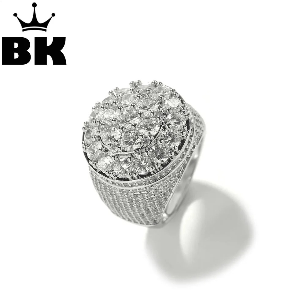 THE BLING KING Womens Round Cut CZ Stone Ring Iced Out Fllower Cluster High Quality Engagement Wedding Big Rings Jewelry 250121