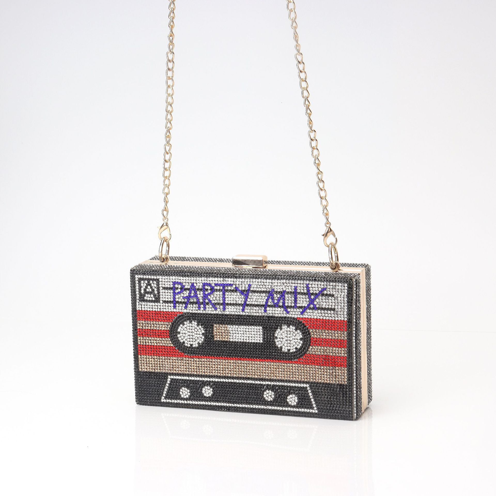 USD Set With Diamonds, New Magnetic Tape Diamond Lock Buckle, Evening Wear Bag, Hand-Held Fashionable Women's Bag