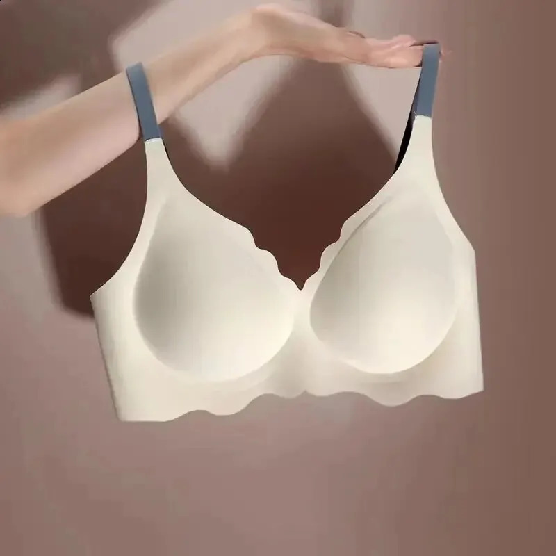 No Trace Top Womens Underwear Steel Ring Pure Desire Comfortable Upper Support Sling Adjustable Beauty Back Bra Thin Section 250122