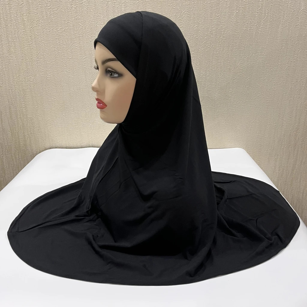 H292 Plain Lycra two pieces pray hijab outside hijabi with underscarf muslim scarf islamic headscarf hat armia pull on headwrap 250121