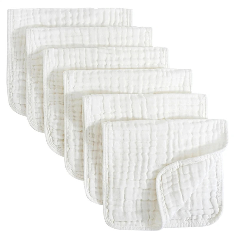 6pcs/lot Muslin 6 layers Cotton Soft Baby Towels Baby Face Towel Handkerchief Bathing Feeding Face Washcloth Wipe Burp Cloth 250114bj