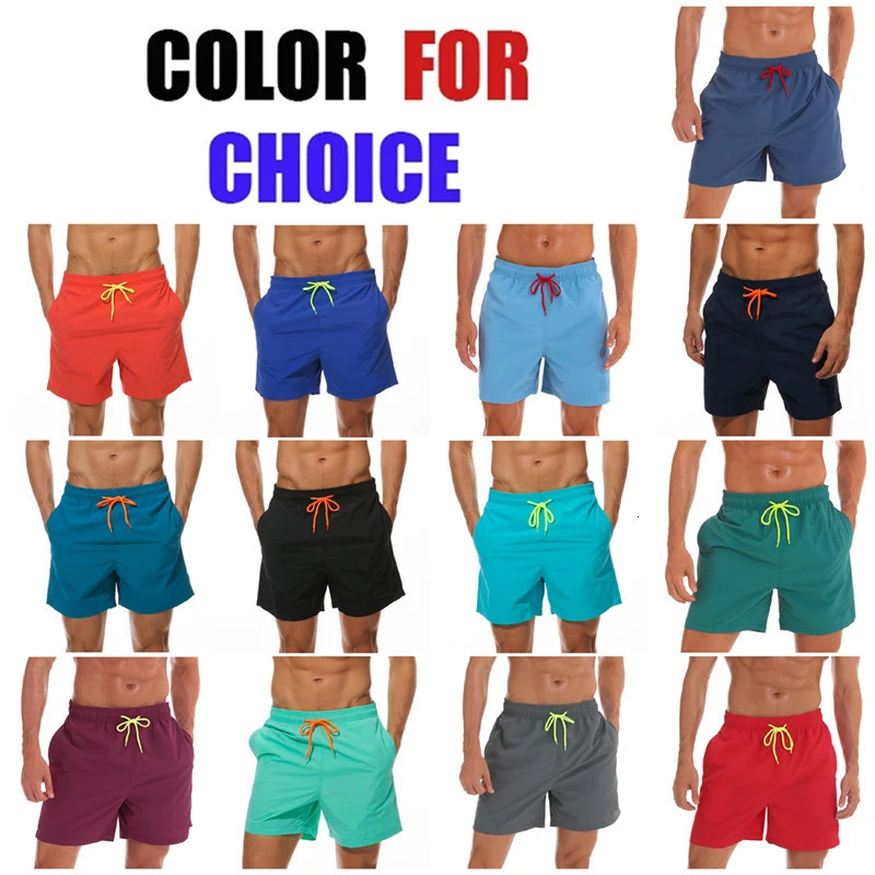 Summer Swimming Shorts Men Nylon Quickly Dry Hombres Short Solid Color Beach Pants Swimwear Surfing Sportswear 250121