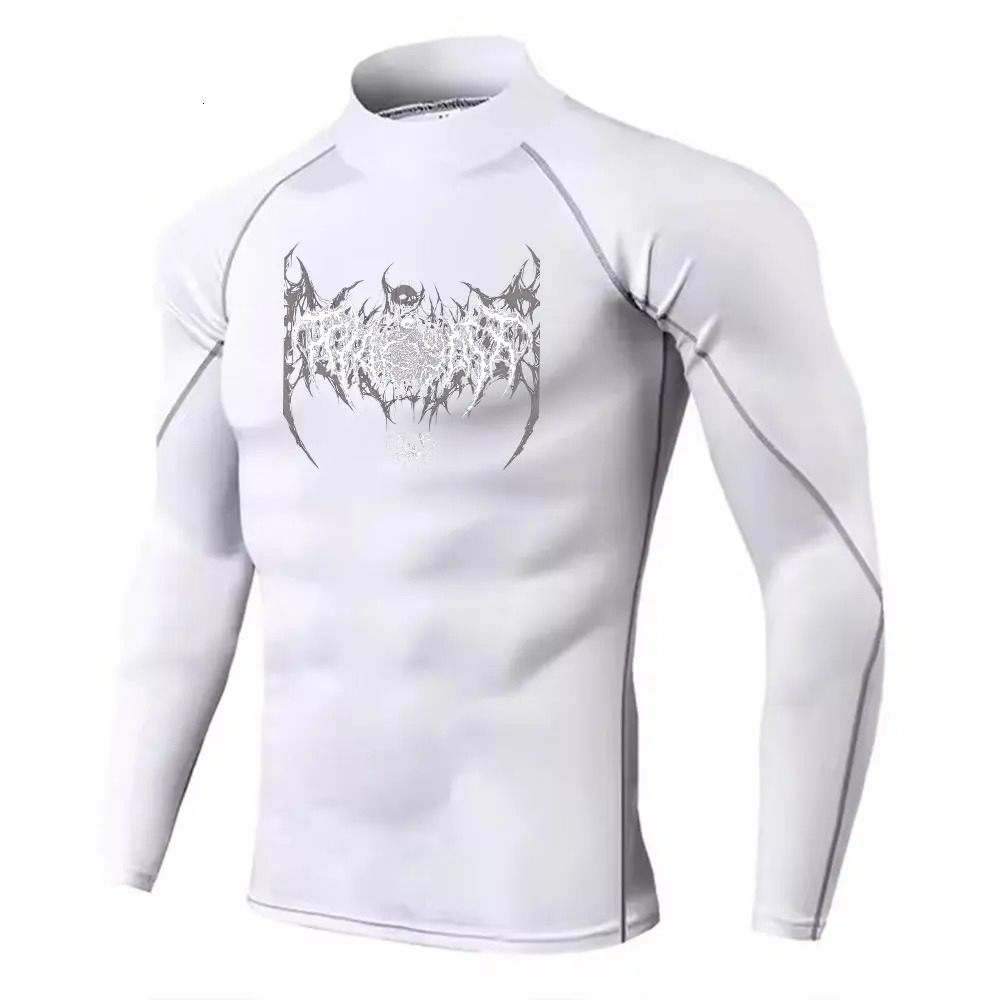 Y2K Mens Turtleneck Compression Shirt Quick Gym Fitness Dry Rash Guard Hight Neck Muscle Athletic Bodybuilding Shirts Summer 250117