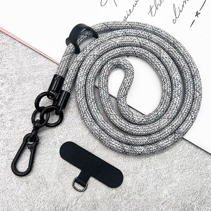 Factory Custom LOGO Crossbody Polyester Mobile Phone Roust Circular Long Phone Lanyard Fastener Fashion Outdoor Polyester lanyard Custom color and sha
