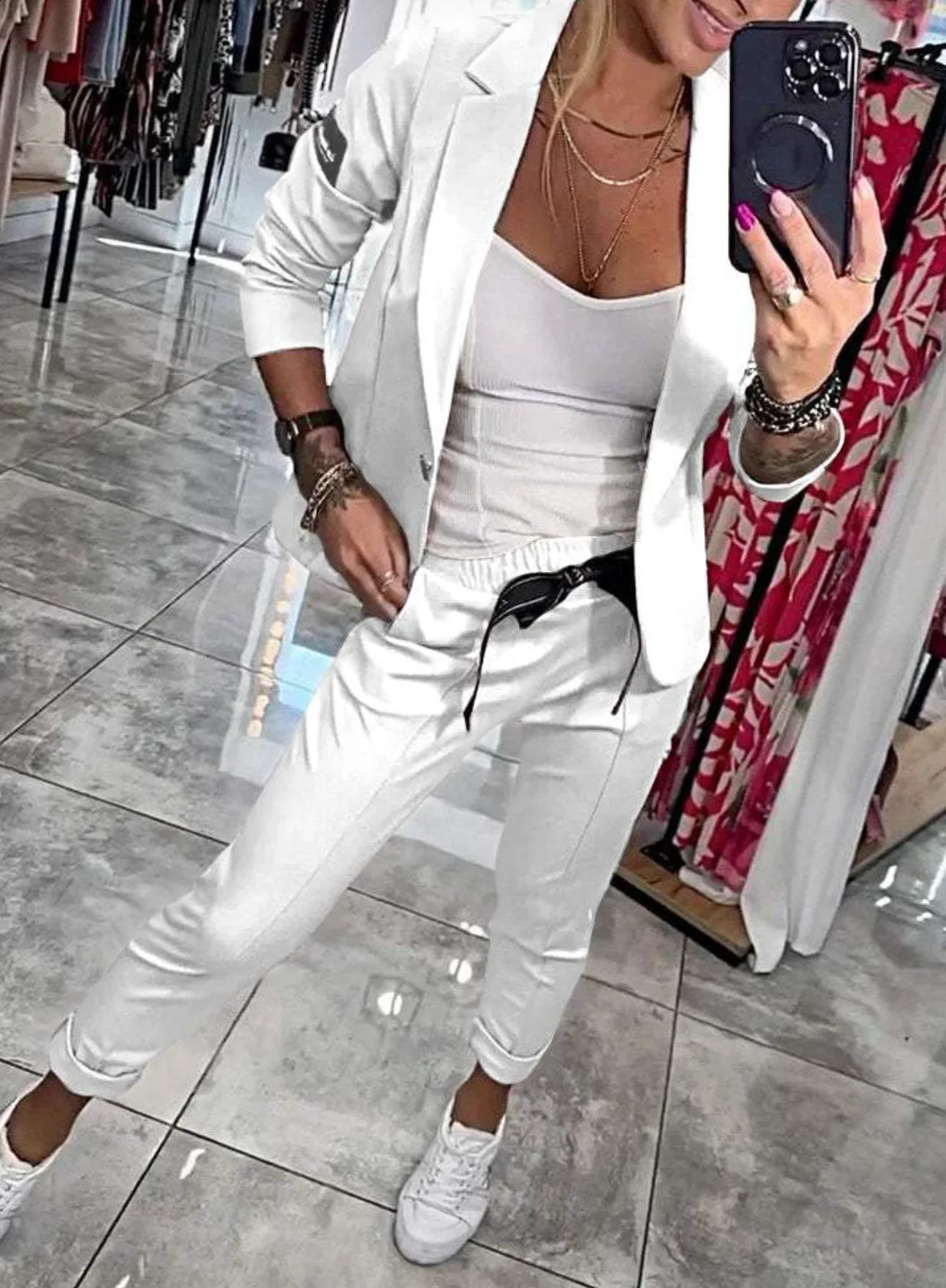 Autumn And Winter Women Casual Solid Color Slim Fit Blazer Two-piece Fashion Button Cardigan Jacket Pencil Pants 2-piece Suit 250120