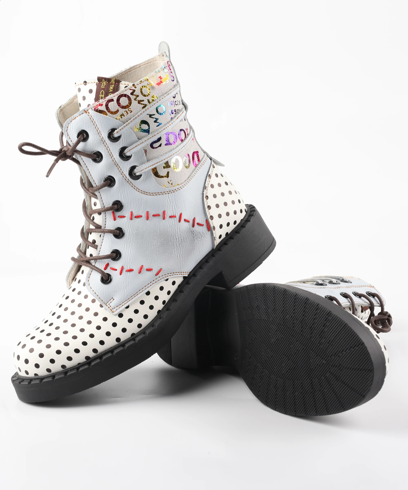 Super Season Spring Womens Polka Dot Fashion Square Heel Leather Boots Winter 250117