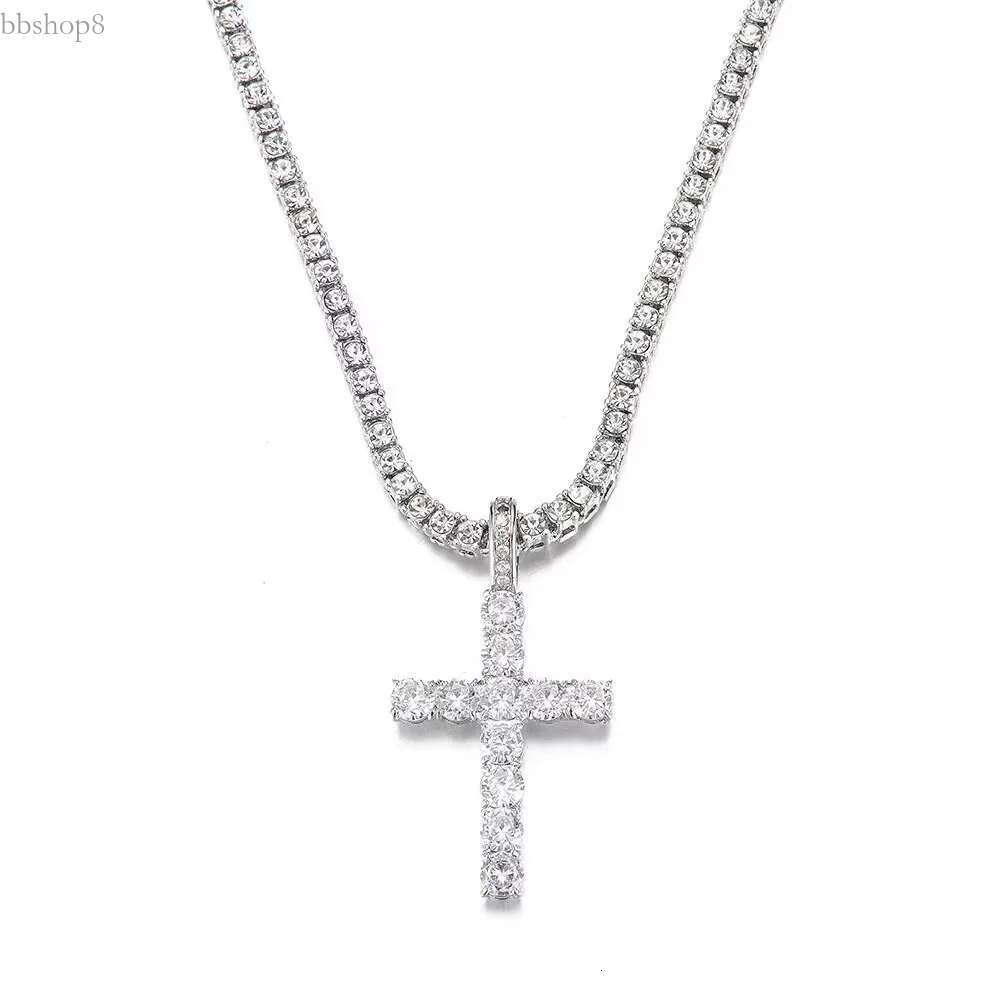Cross Pendant Hip Hop 4mm 5mm Vvs Moissanite Dia Tennis Chain Sier for Women Men Jewelry