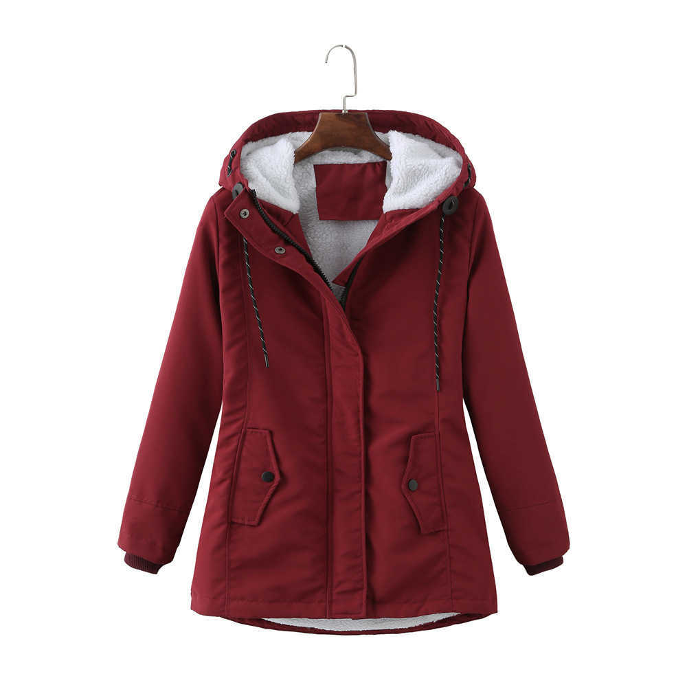 European Womens Hooded Plush Overcomes Winter Warmth And Waist Closing Womens Cotton Padded Clothes Womens Leather Womens Jacket 241209