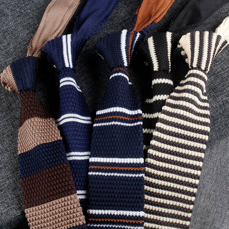 Handmade 7CM Knitted Wool Neckties Fashion British Casual Striped Ties For Men Women Green Long Cravat Neckwear Shirt Accessory 250114