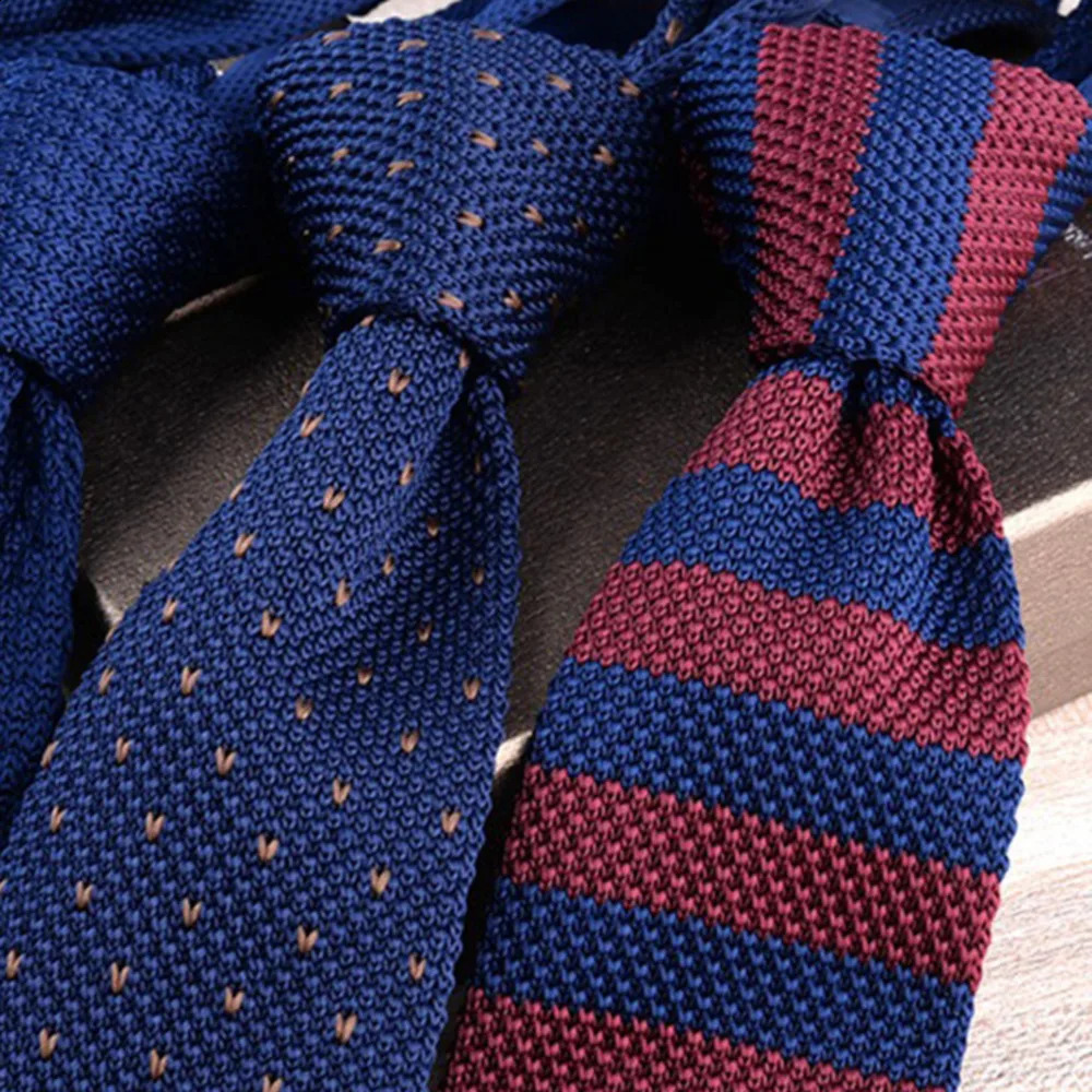 N 6CM Knitted Necktie For Men Korean Style Casual Wool Knitting Neck Tie Dot Striped Cravat Shirt Accessories Suit Neckwear 250114