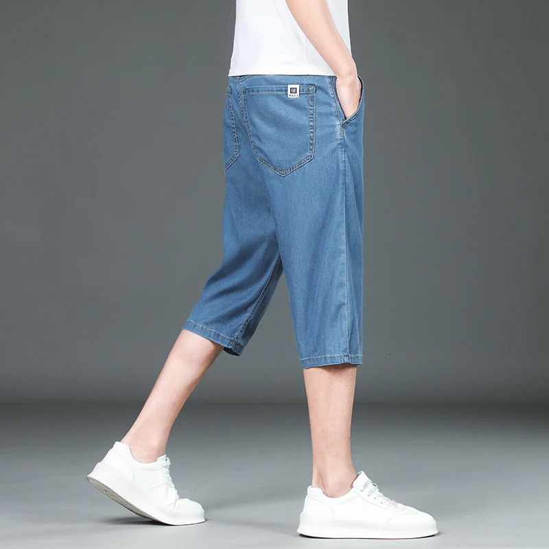 Casual Mens Denim Shorts Summer Thin Comfortable Solid Color Classic Straight Baggy Denim Pants Male Cropped Short Pants 250117