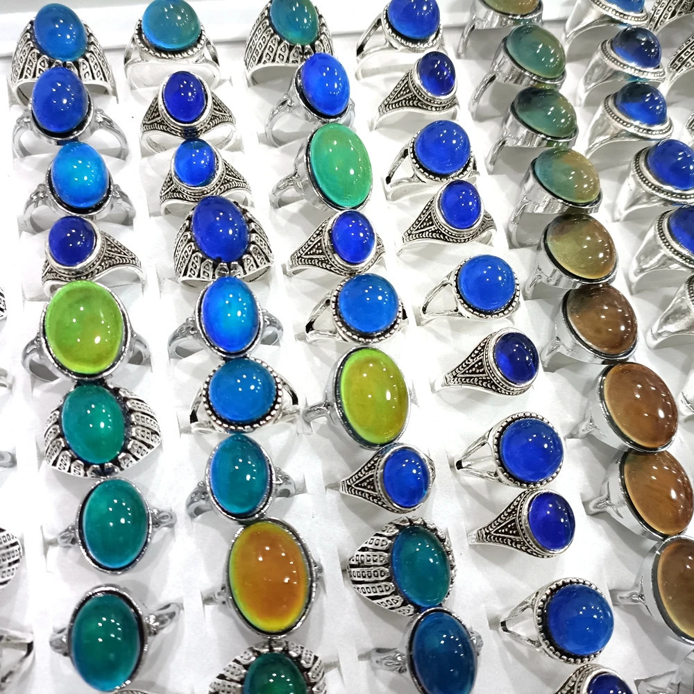 30 pieces wholesale top mixed emotion rings temperature controlled color changing rings vintage jewelry 250109