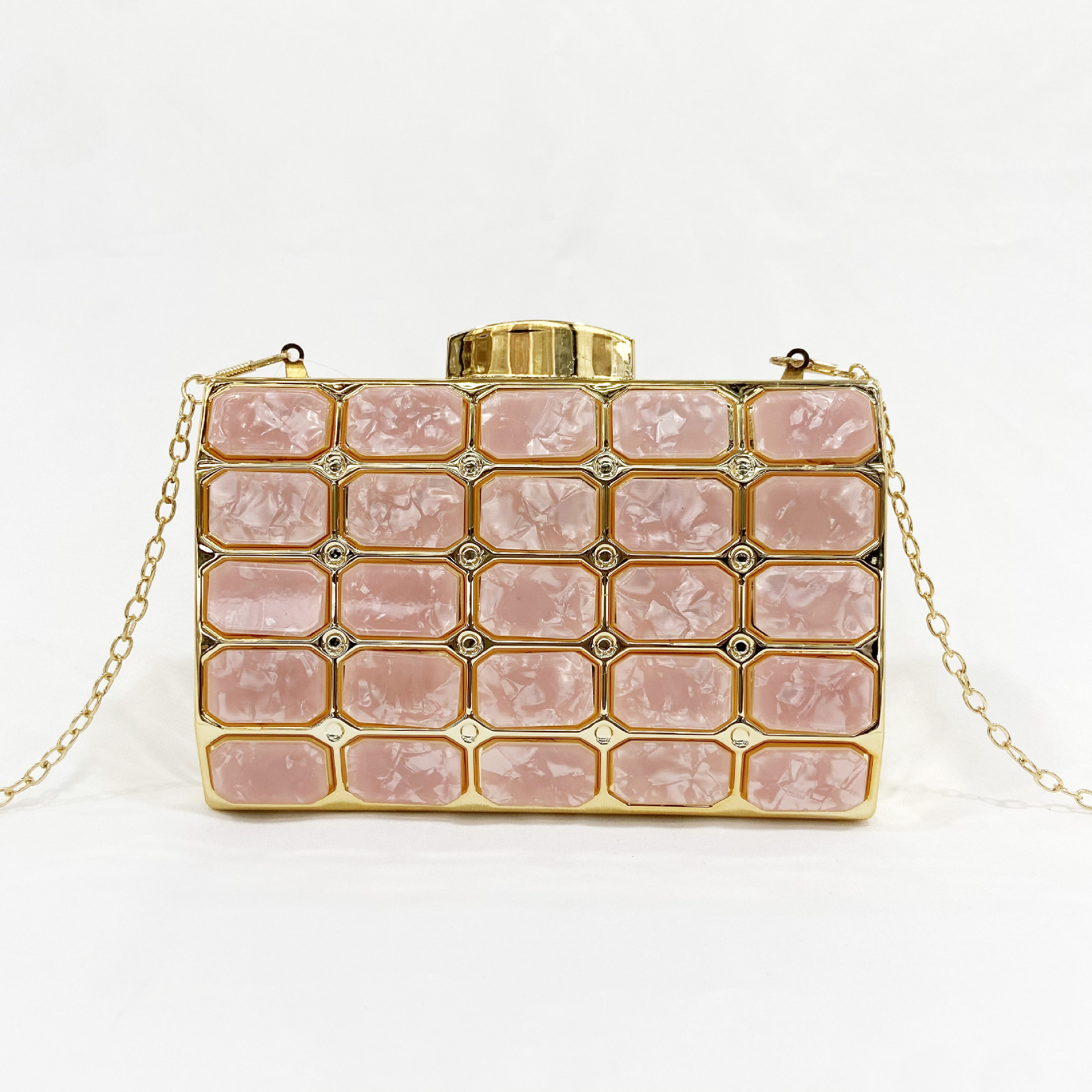 New Handheld Small With Stone Pattern Acrylic For Women's Party Banquet Bag, Single Shoulder Square Box Bag