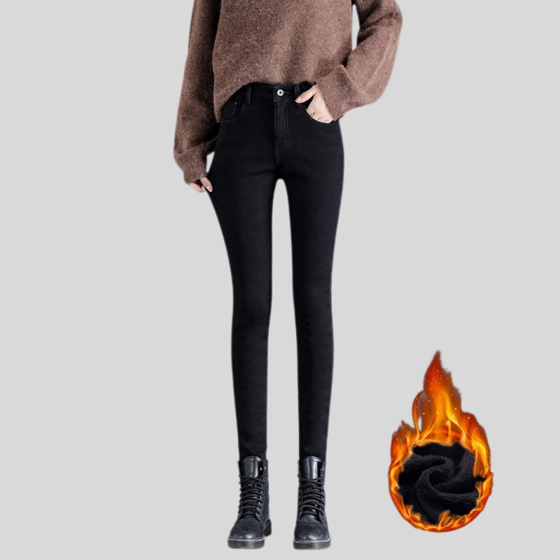 New high-waisted jeans women's pants autumn and winter velvet new outer wear thickened tight elastic versatile small feet pencil pants