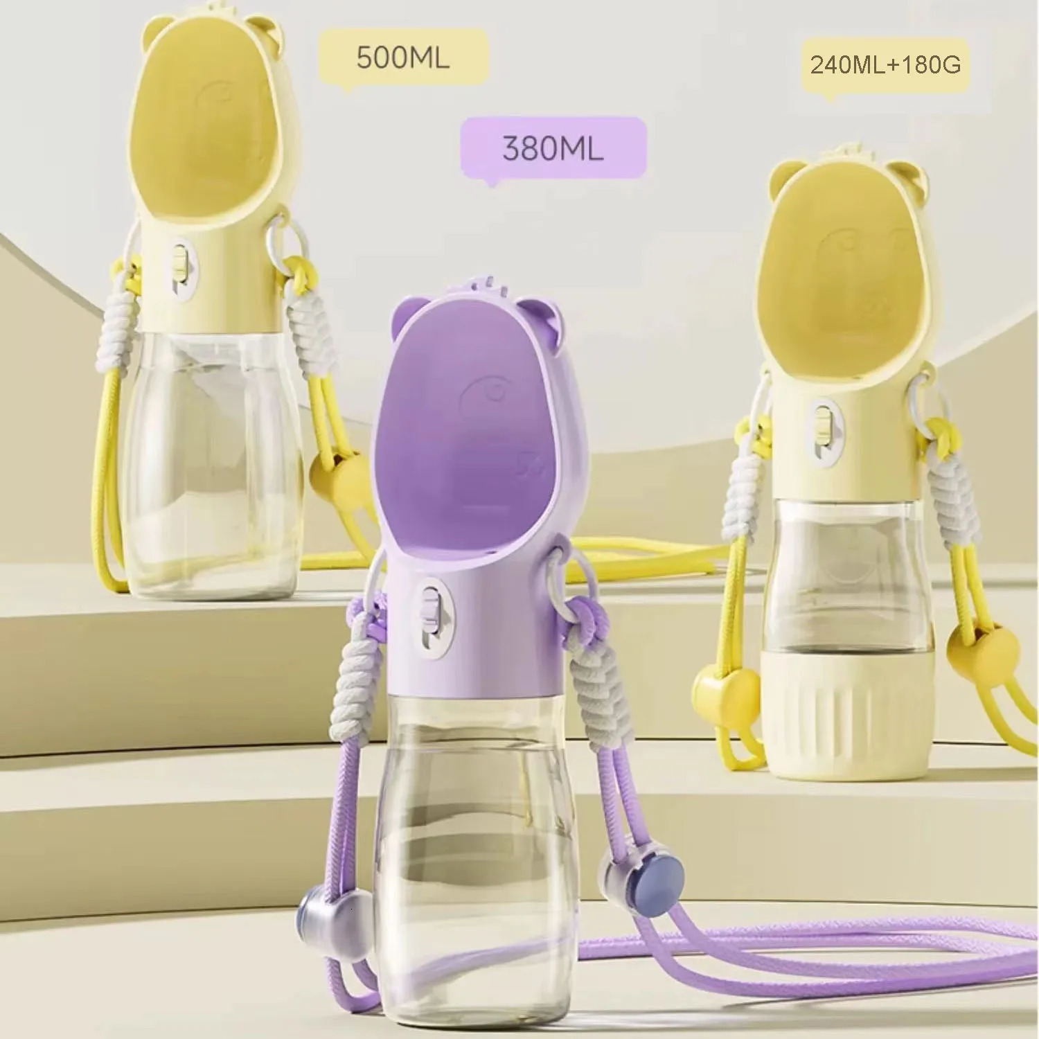 Portable Dog Water Bottle With Food Cup For Small Large Dog Cats Outdoor Walking Drinking Feed Dispense French Bulldog Supplies 250110