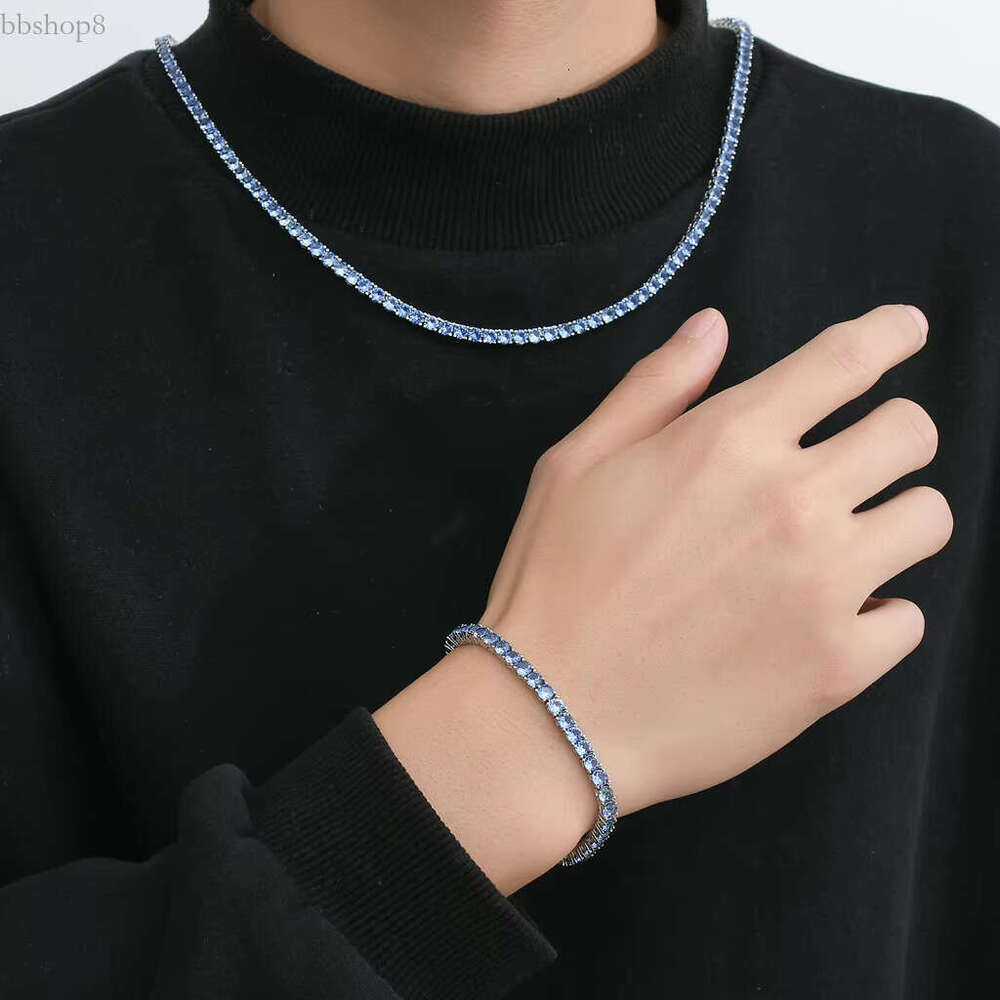 Women Men Jewelry 4mm VVS Moissanite Dia Clustered Necklace Gold S Sterg Sier Tennis Chain Bracelets