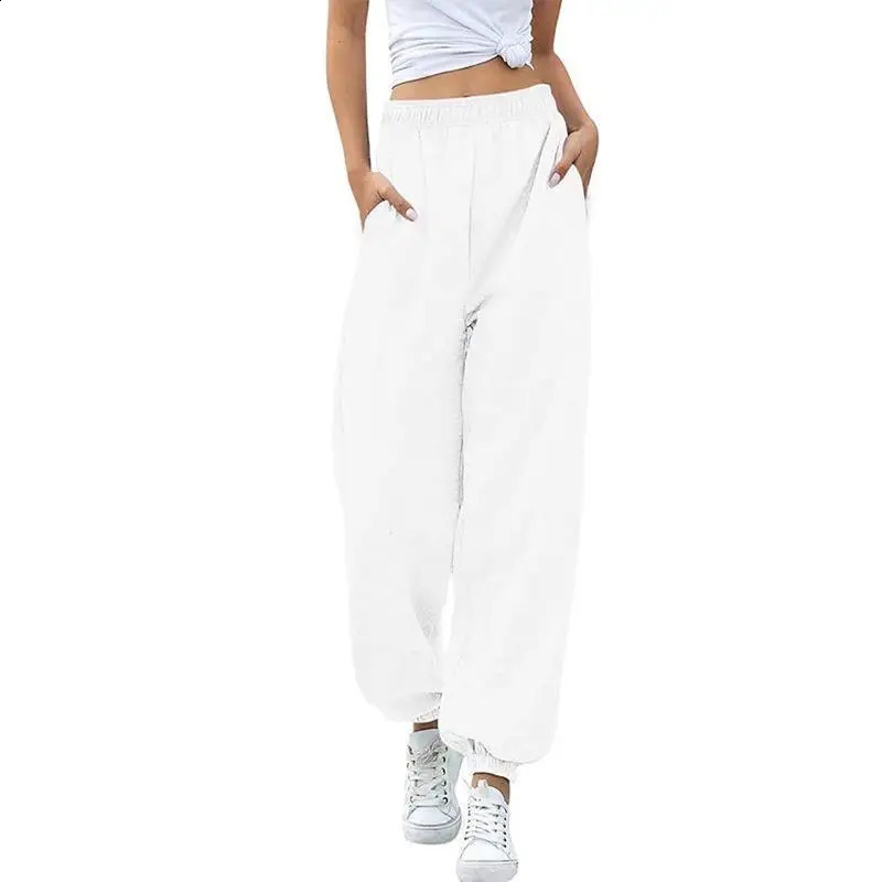 Womens Fashionable High Waisted Casual Sports Versatile Sweatpants with Ankle Cuffs 250108