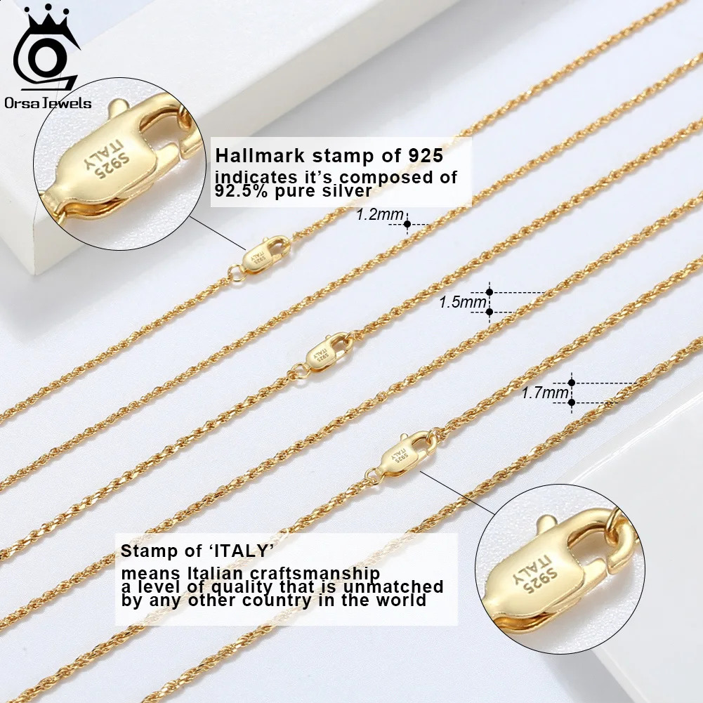 ORSA JEWELS 925 Sterling Silver Diamond-Cut Rope Chain Necklaces 1.2mm 1.5mm 1.7mm Neck Chain for Women Men Jewelry Gift SC29 250120