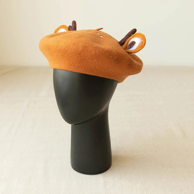Unisex Cute Frog Big Eye Wool Beret Retro Women Winter Casual Warm Painter Hats for Girls Individuality Gift French Berets 250120