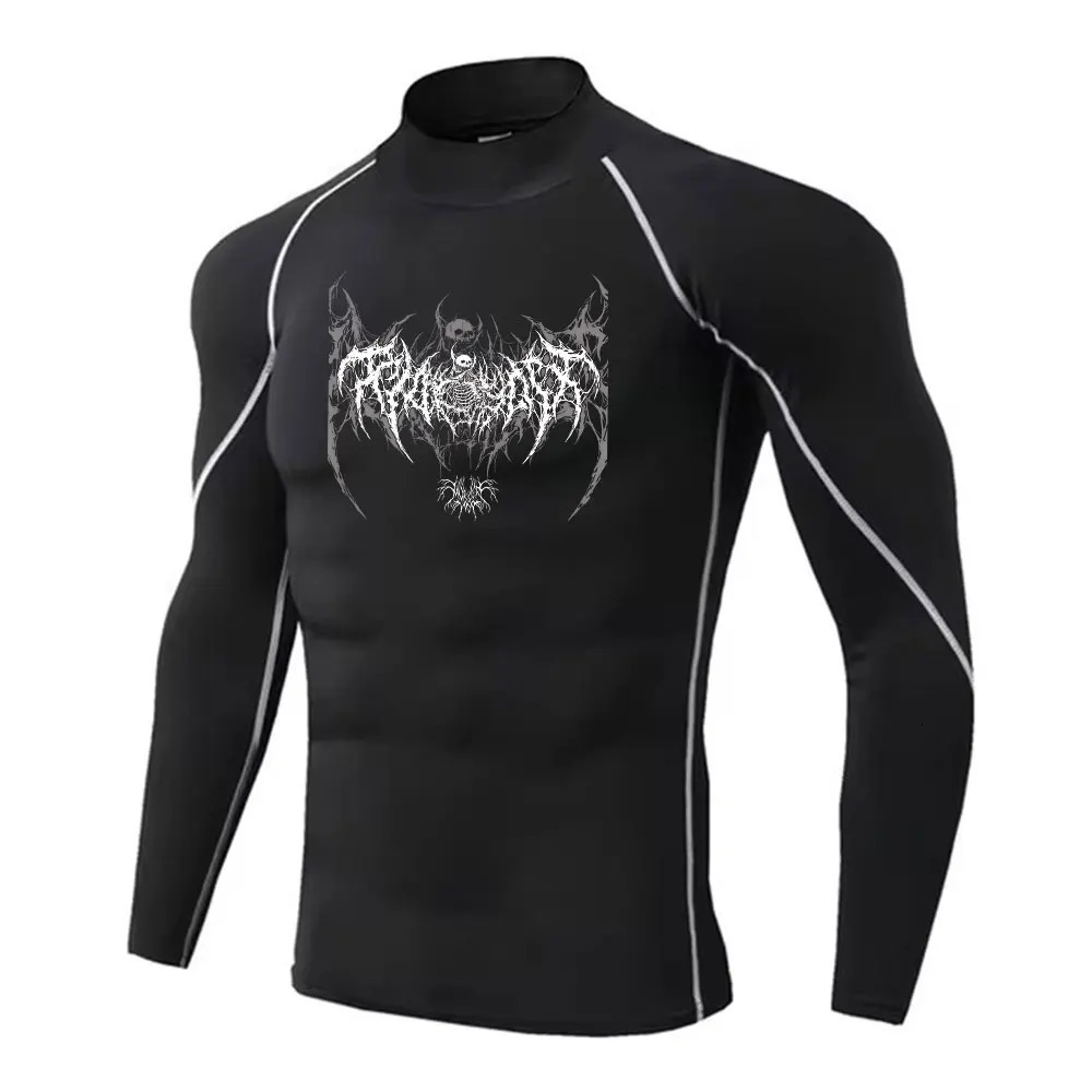 Y2K Mens Turtleneck Compression Shirt Quick Gym Fitness Dry Rash Guard Hight Neck Muscle Athletic Bodybuilding Shirts Summer 250117