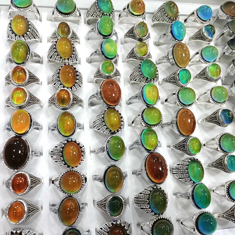 30 pieces wholesale top mixed emotion rings temperature controlled color changing rings vintage jewelry 250109