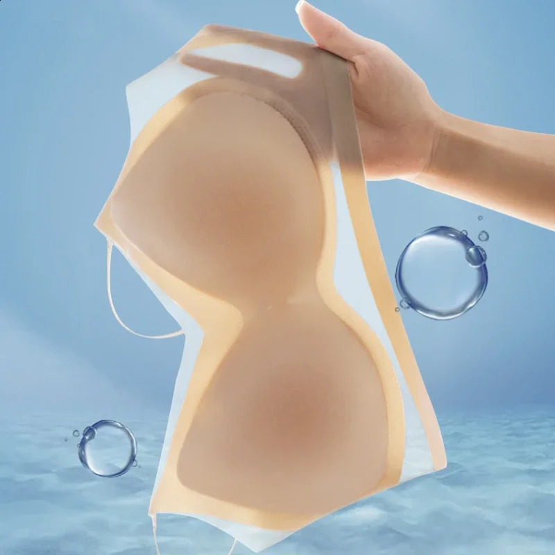 Womens Ice Silk Beautiful Back Seamless Ultra Thin Bra Wireless Solid Vest with Padded Inside Wear Sling Invisible Brassiere 250122