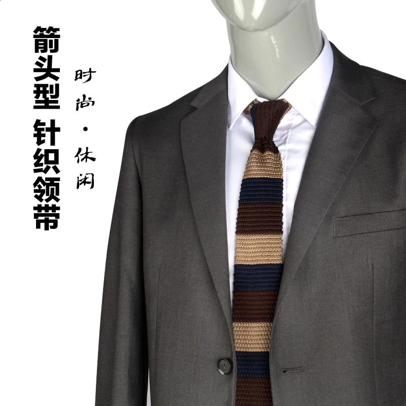 Handmade 7CM Knitted Wool Neckties Fashion British Casual Striped Ties For Men Women Green Long Cravat Neckwear Shirt Accessory 250114