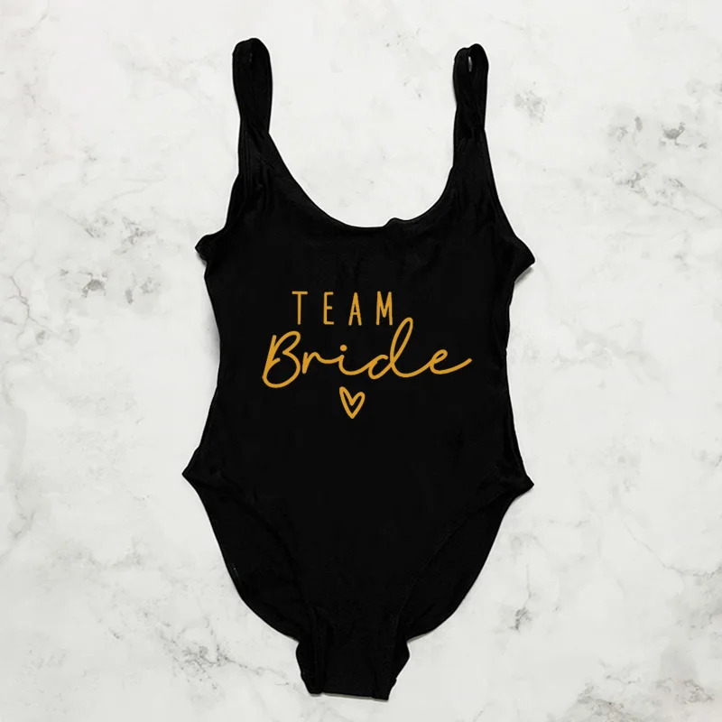 S3XL Team Bride OnePiece Swimsuit Women Swimwear Bachelorette Party Sexy Summer Beachwear Bathing Suit maillot de bain femme 250121
