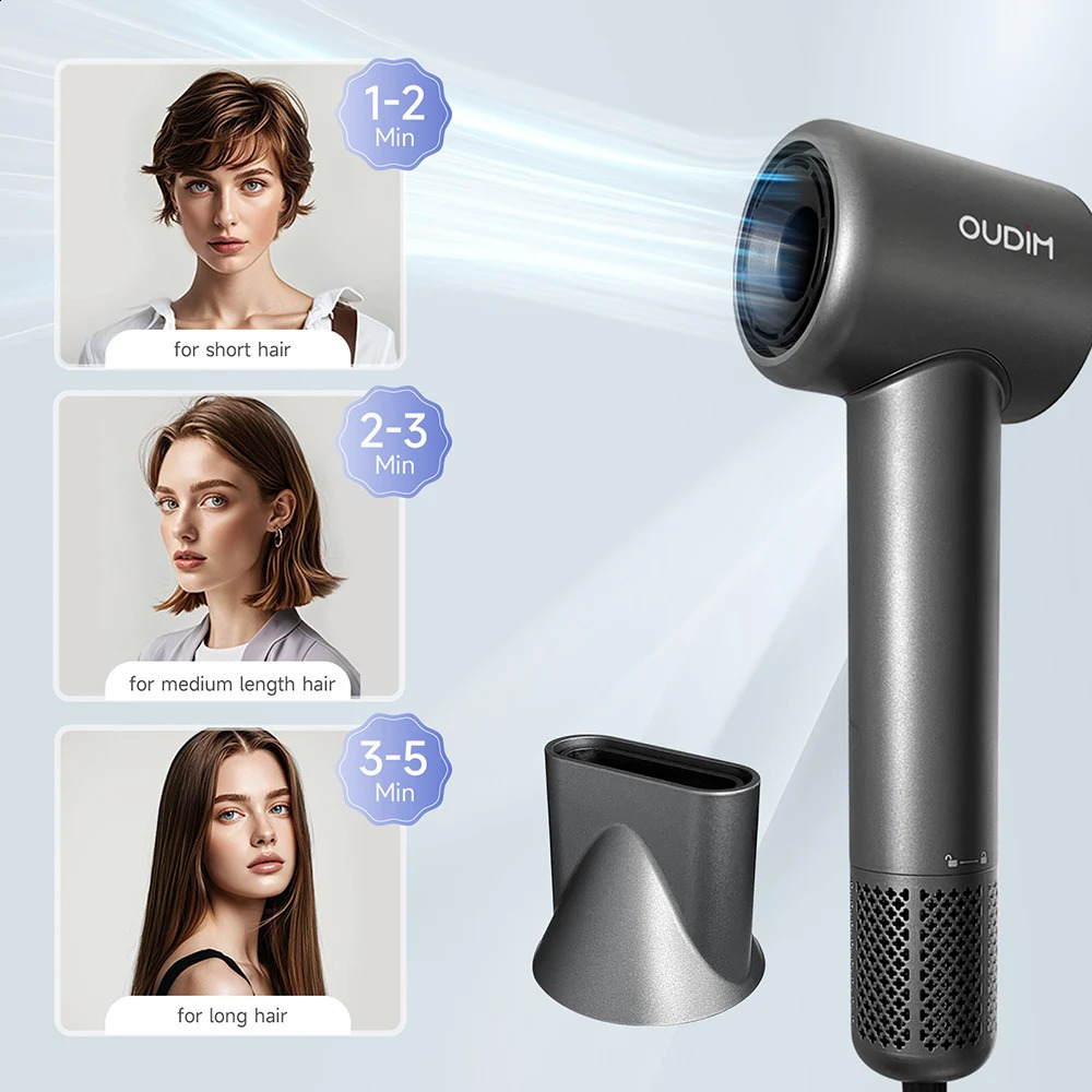 Compact Hair DryerFaster Drying Shinier HairTemperature LED Display 110000RPM/MIN Portable Ionic Blow Dryer 250520