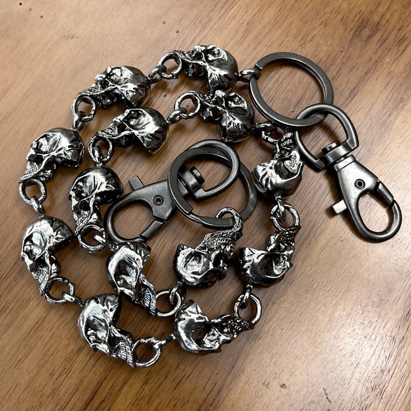Fashion Personalized Motorcycle Metal Ghost Head Jeans Chain Hip Hop Dark Skull Personalized Mens Fashion Waist Chain 250110