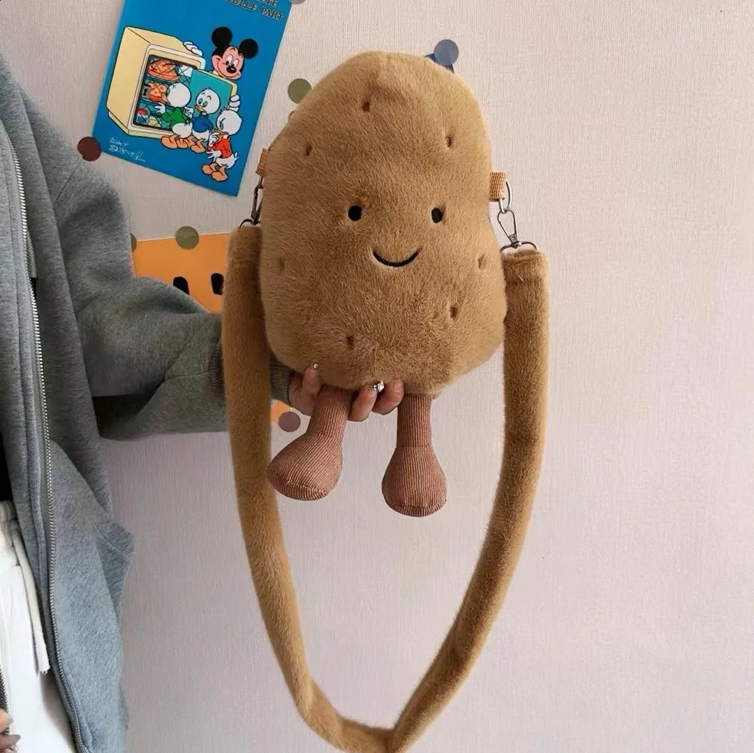 Women funny Cute potato shoulder bag ins cartoon crossbody bag girl students plush mobile phone bag 250113