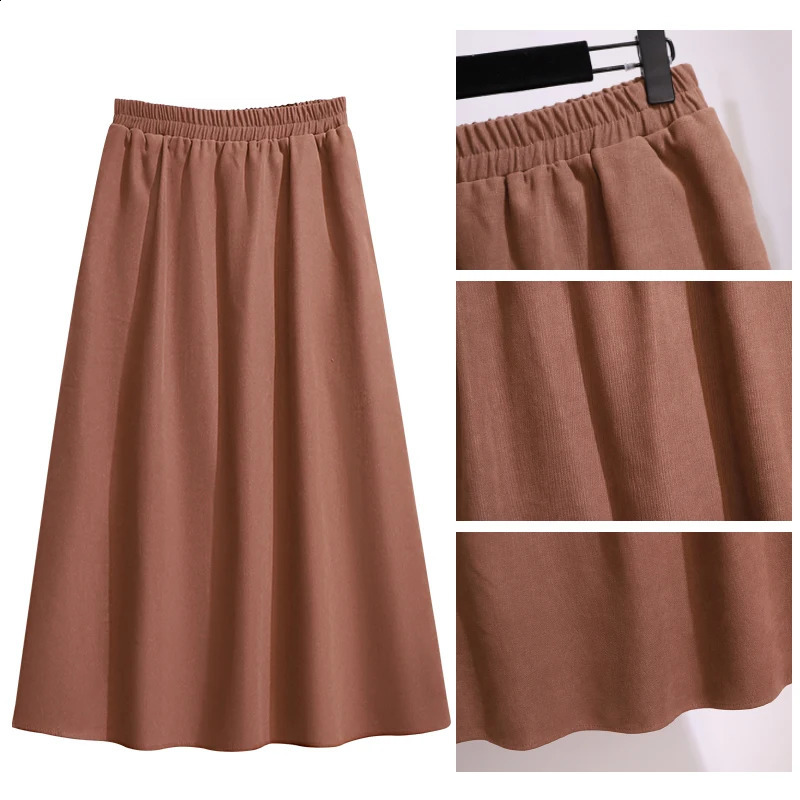 Plus size womens autumn casual skirt solid color simple matching n polyester fabric loose comfortable special clearance 250121
