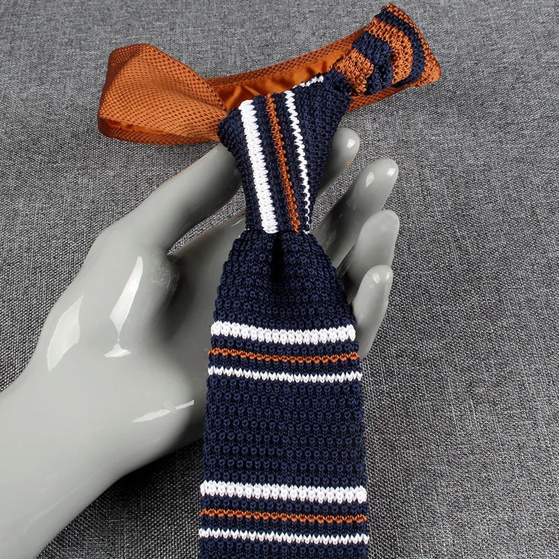 Handmade 7CM Knitted Wool Neckties Fashion British Casual Striped Ties For Men Women Green Long Cravat Neckwear Shirt Accessory 250114