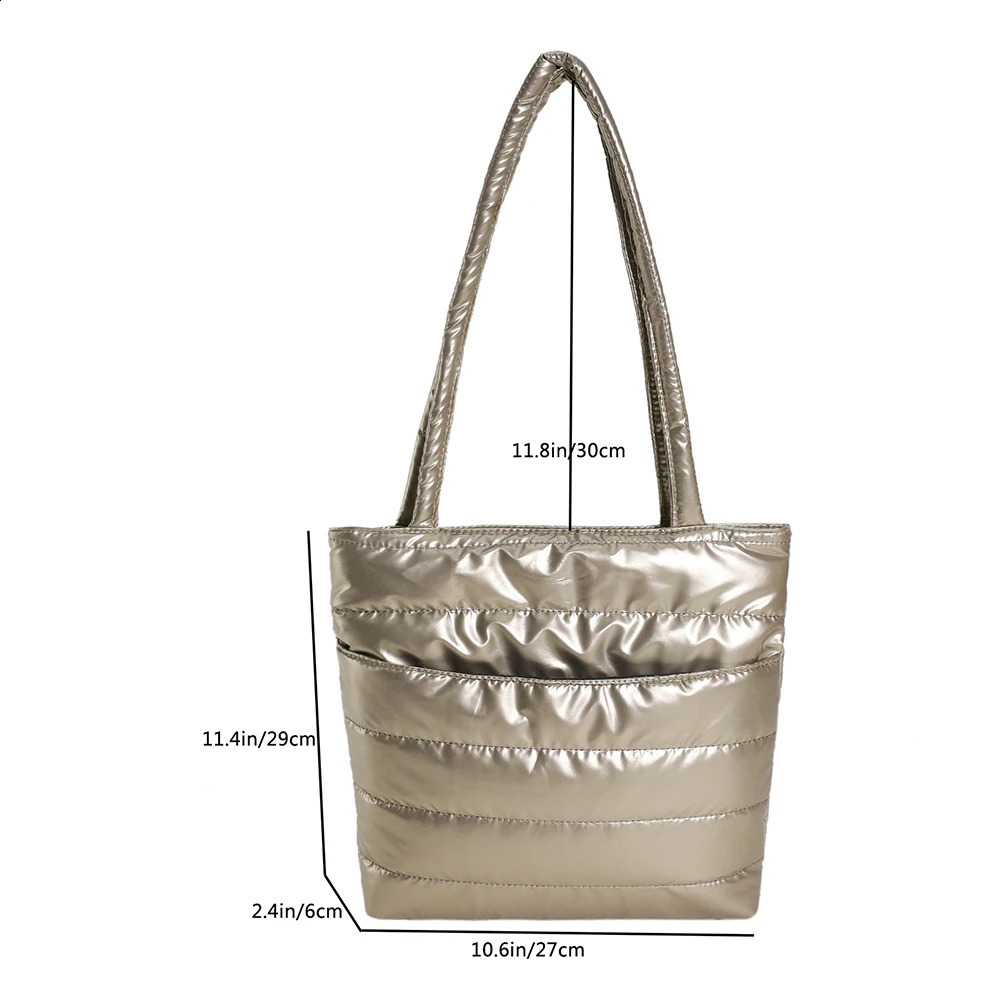 Puffer Tote Bag for Women Puffy Shoulder Bag Winter Large Capacity Cotton Down Padded Handbag Purse Lightweight Shopping Bag 250113