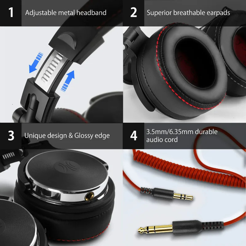 Oneodio Wired Professional Studio Pro 50 DJ Headphones With Microphone Over Ear HiFi Monitor Music Headset Earphone For Phone PC 250108