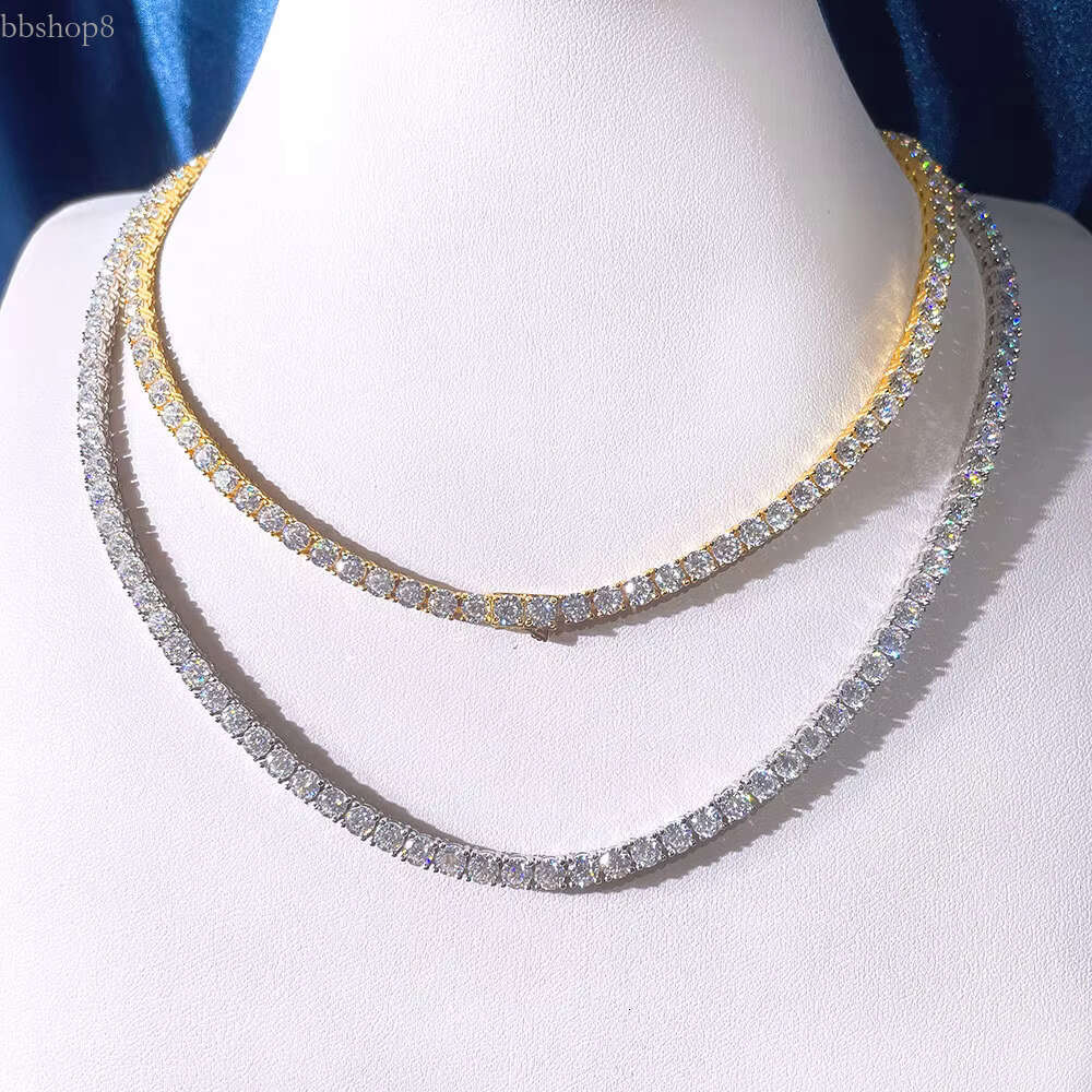 Men Women Hip Hop Iced Out Fine Jewelry Gold Plated 2mm 3mm 4mm 5mm S Sier Vvs D Moissanite Tennis Chain Necklace