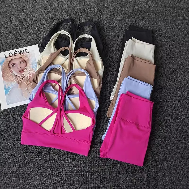 Women Breathable Yoga Set 2pcs Sport Suit Gym wear Workout Clothes Gym Crop Top High Waist Legging Fitness Bra Set Sports Suits 260626 - view 4