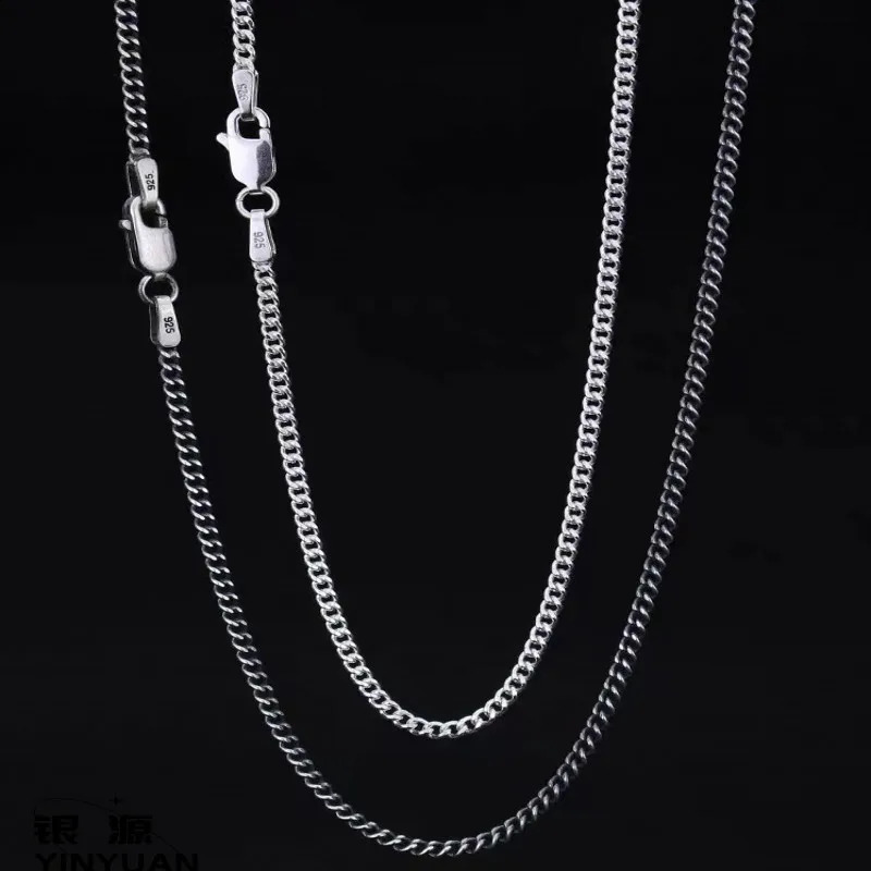 BOCAI 100% 925 Sterling Silver Jewelry Accessories Trendy Punk Hip Hop Mens and Womens Necklaces Cuban Chain Detaj Style 250120