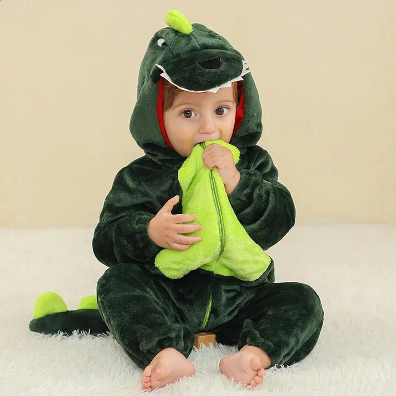 Winter Clothes for Babies Baby Pajamas One Piece Hooded Jumpsuits for Girls Baby Boys Pijamas Dinosaur Girls Kigurumi Sleepwear 250114