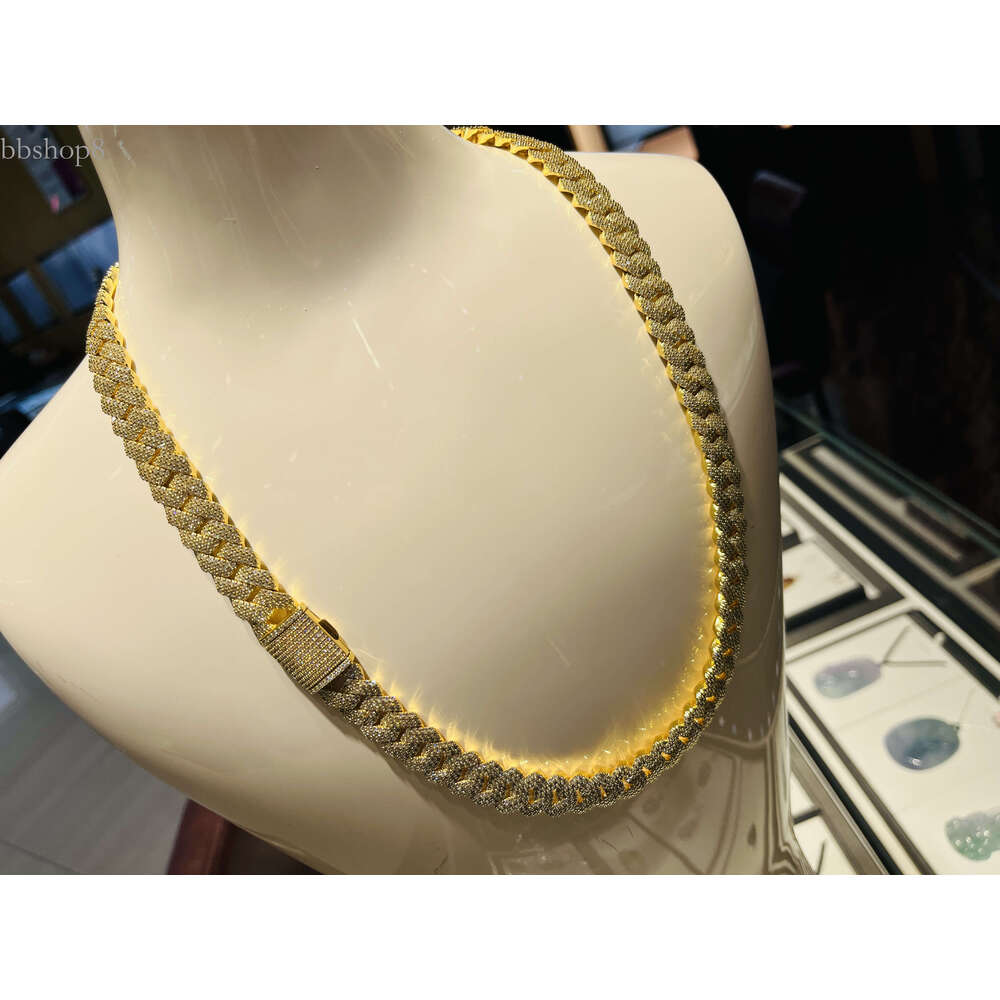 Cuban Necklace Sterg Sier Lab Dia Moissanite HipHop Chain Trendy Unisex Gold Rhodium Plated Great Gift Idea