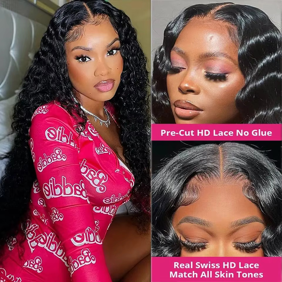 Glueless Human Hair Ready to Wear Loose Deep Wave Pre Cut Lace Closure Wig 6x4 closure human hair 13X6 hd lace front wig