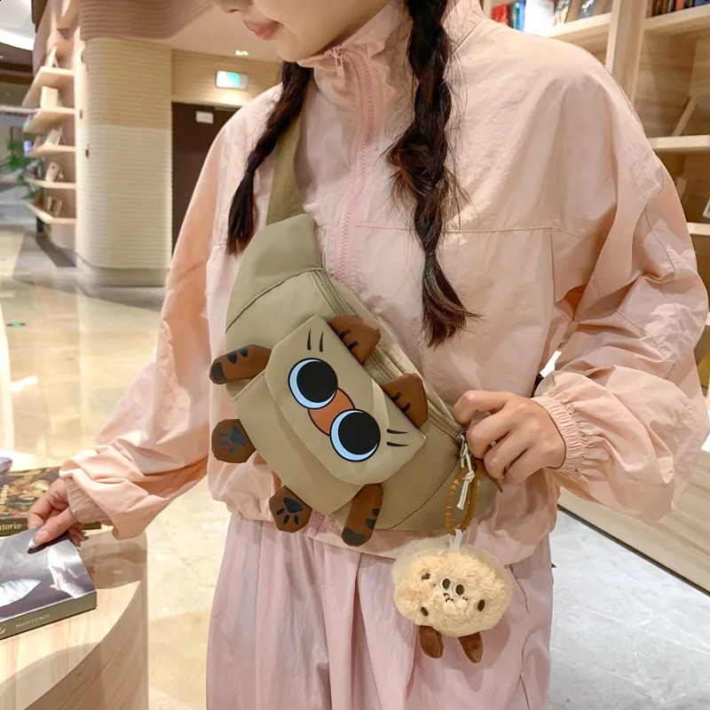 Student Chest Bag Waist Packs Women Bag Fashion Cute Cat Cartoon Heart Leisure Korean Style Crossbody Bags Shoulder Bag 250122